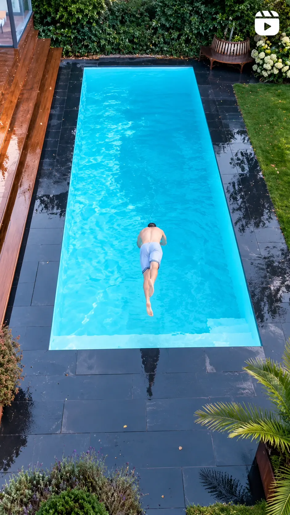 Drohnenaufnahme eines Poolbau-Projekts im Kreis Pinneberg